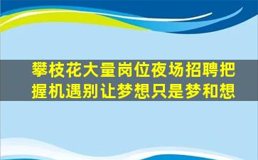 攀枝花大量岗位夜场招聘把握机遇别让梦想只是梦和想